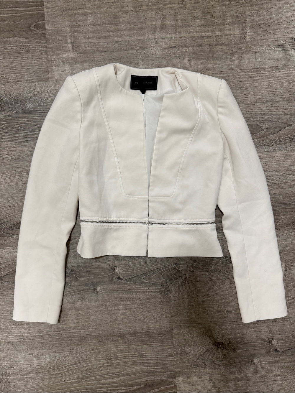 BCBGMaxAzria White Collarless Cropped Blazer